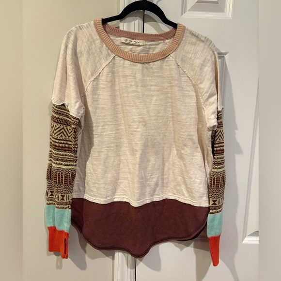 Free People Skater Tee with Knit Pattern Sleeve - Picture 5 of 11